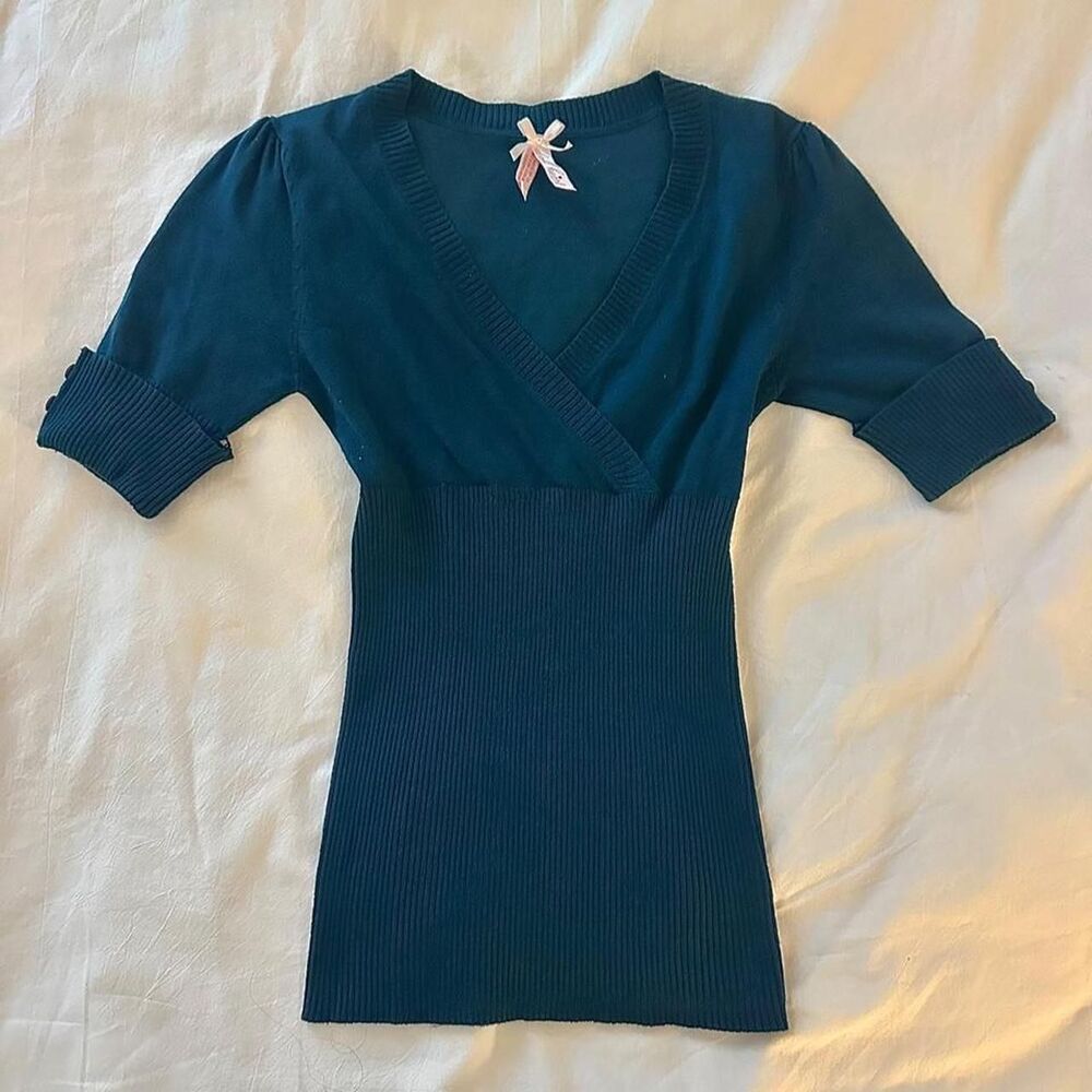 Derek-heart Women's Green and Blue Jumper
